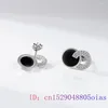 Kolczyki Dangle Birmese jade talizmany uroki czarne kobiety projektantki szlachetne 925 Silver Ear Studs Biżuteria Naturalna prawdziwa urok