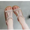 Sandals Girls Sandals Kids Summer Roman Shoes Elegant Pearl Party Princess Shoe Flats Non-slip Casual Girl Beach Sandal 230316