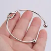 Bangle Heart Knot Stainless Steel Open Cuff Wrist Bangles 2mm Thickness DIY Initial Letter Banglle 10 Piece/lot