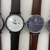 Armbandsur svart äkta läderband Japan Movement Men Watch gör logotyp privat etikett OEM Quartz Watches