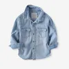 Barnskjortor Casual Big Boy's Shirts Spring Autumn Long Sleeve Denim Shirt Teeneage Kids Jeans Clothing for Boys Tops 100-170cm 230317