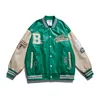 Мужские куртки мужские университетские бейсбольные куртки Mens Windage Emelcodery Letter Patchwork College Coats Hip Hop Bomber Coat Unisex 230317