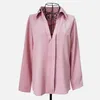 Women's Blouses Shirts Spring Ladies Shirt Casual Fashion V-Neck Women Clothing Solid Color Loose Office Lady Long Sleeve Dot Soft Cozy Women's Blouse 230317