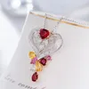 Brincos de colar definir jóias cardíacas de alta qualidade embutido colorido de zircão de piercing fino brincos/pendente para mulheres noivado de casamento