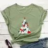 T-shirts pour femmes MERRY WOOFMAS T-Shirt Chemise de Noël Mignon Chien Arbre Tee Maman Cadeau Femmes À La Mode Casual Vintage Top