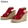 Top Gladiator High Heel Platform Wedges Woman Sandals Party Red Strap Summer Shoes Maat 36-43 230306