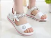 Sandals Pearl Pink White Fashion Non-slip Soft Bottom Bows Summer Korean Girls Kids Princess Shoes