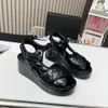 Fabric Plaid Sandals Designer Slipper Women Platform Wedges Quilted Leather Shoe Summer Casual Party Wedding Dress Shoes