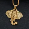 Collane con ciondolo Hip Hop Bling Colore oro Acciaio inossidabile Simbolo della pace Collana con ciondoli elefante per uomo Rapper Jewelry Drop Gift