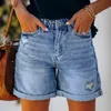 Damen-Shorts, Sommer, Übergröße, Denim, Indie-Stil, Damen, lässig, locker, elastisch, hohe Taille, weites Bein, gerade, kurze Jeans, Streetwear, 230317