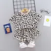 Kläder set leopard tryck baby flickor kläder småbarn baby kläder set bomull barn kostym 2 år present barn barn kläder set