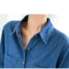 Blouses femme Chemises Jeans chemise haut pour femme mode décontracté femme Blouses chemises de grande taille S ~ 3XL col rabattu montre de sport femmes Denim vestes 230317