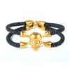 Braccialetti con ciondoli BC Gioielli Uomo Bracciale teschio in acciaio inossidabile oro rosa Alta qualità 5mm Pelle di razza Black Eye Regalo di lusso