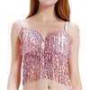 Abbigliamento da palcoscenico Accessori per danza del ventre da donna Reggiseno con paillettes Coppa B/C Top push up di danza del ventre