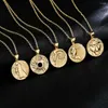 Pendentif Colliers Chaîne Bijoux Ensemble Gold Coin Taille Douze Constellations Collier Plaqué Cuivre