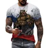 Herr t-shirts mode Ryssland har 3D-tryck t-shirts sommar runda nacke ryska flagga korta ärmkläder streetwear överdimensionerade toppar 230317