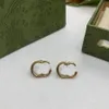 Brev dubbel g logotypdesigner örhänge örhänge lyx kvinnor mode båge smycken metall ggity crystal pärla örhänge hjgf