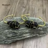 Заброшенные нерегулярные натуральные камни Bangles Cuff Copper Bracelets Crystal Rose Quartzs Gold-Color, оберщенные женские ювелирные изделия My211212