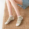 Women Socks 2023 Fashion Retro Womens Spring Summer Printed 3D Flowers Girls Cute Casual Short Ankle Cotton