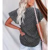 Camisetas femininas Mulheres Summer Summer Loose Ruffle Ruffle Short Sleeve Vopo Floral Print Tunic Tops