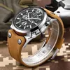 Relógios de pulso Lige Mens relógios de relógio impermeável Watch Military Men Top Chronograph Leather Sport Quartz Wrist Relloj Hombre