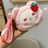 Porte-monnaie lapin doux et mignon pour femmes, petit portefeuille Kawaii pour filles étudiantes, dragonne, pochette à main, nouveau pendentif en peluche, porte-clés, Mini sac