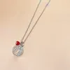 Cerise coeur amour pendentif colliers lettre cercle anneau colliers dame plein diamants dédicacer cadeau bijoux