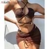 Бикини, набор сексуального поля Halter Hollow Cross Bikinis Set STIME STIMSIT ЖЕНЩИН 2023 Новый солидный двухкомпонентный купальный костюм летние пляжные одежды для ванны в ванном костюме P230316