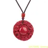 Chains Cinnabar Pendant Men's Chinese Dragons Safety Buckle Red Necklack Female Handmade Of Natural CinnabarChains