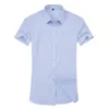 Chemises habillées pour hommes 2023 décontracté chemise à manches courtes sergé blanc bleu rose mâle pour hommes marque sociale 4XL 5XL 6XL 8XL