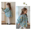 Kids Shirts Korean Girls Flower Shirts Pants PS Spring Summer Baby Girl Cotton Blouse Skirts Children's Clothings Outwear Top 230317