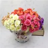装飾的な花人工バラの花のようなシミュレーション14ヘッドフェイクシルクと茎の小屋の小道具結婚式の装飾アクセサリー