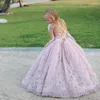 Mädchenkleider Spitze Perlen Blume Ballkleid Sapghetti Little für Hochzeit Vintage Kommunion Pageant Kleider