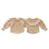 Kids Shirts Coréen bébé fille chemises enfants Plaids Blouse vêtements haut mignon Bebe printemps automne à manches longues Lolita chemise vêtements revers CC009 230317