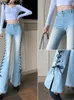 Jeans femme printemps 2022 taille haute femme jeans skinny à lacets femme denim capris pantalon jean mom flare jeans pantalon esthétique L230316