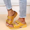 Slippers Women Closed Toe Summer Shoes 2022 New Comfort Double Buckle Wedge Ladies Sandals Plus Size Platform Casual Slippers Women Z0317