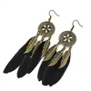 Boucles d'oreilles pendantes 2023 Long gland mode plume Style ethnique Boho grande déclaration boucle d'oreille mariage femmes accessoires en gros