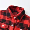 Camisas para niños top y top Otoño Invierno Moda Niño Bebé Niños Niñas Camisas de franela de manga larga Flaid Tops Niños Niños Blusa de algodón 230317