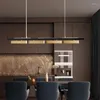 Pendant Lamps Simple Modern Light Luxury Black Gold LED Chandeliers Living Room Dining Hanging Fixture Cashier Decor Long Strip
