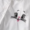 Kids Shirts Arrival Girls White Blouse Fall Cute Long Sleeves Children Cartoon Shirts Girl Blouses Cat Teenager School Clothes Kids Tops 230317