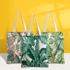 Stume da stoccaggio foglie verdi Tote fiore per borsette per camere di tela da donna tessuto riutilizzabile designer