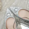 Chaussures habillées Spectacle de mariage Argent Champagne Porter 2023 La mariée peut à talons hauts Pas de cristal fatigué Date de fête