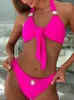 Bikini's set Deat 2022 Summer Beach Vacation Sexy Mouwess Bow Bandage Tops Diamonds Tweedel Set Women Bikini Swimwear MJ056 P230316