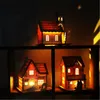 Décorations de noël lumière LED maison en bois lumineuse cabine scintillante fée nuit lampe pendentif accessoire bougie cadeau noël