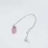 Colares pendentes Big Natural Rose Crystal Quartz Colar Women 2023 Chain Chain Pink Crown Stone Egg