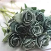 Dekorativa blommor gradient färg konstgjord ros simulering buketter alla hjärtans dag gåva bröllop fest dekoration hem dekor romantisk