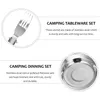 Ensembles de vaisselle Set Camping Serving Kit en acier inoxydable Couverts Assiettes Ustensiles de cuisine Sac à dos Portable Fourchette Cuillères Ustensiles Cuillère Vaisselle