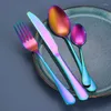 Dijkartikelen sets 24 stks gouden set roestvrijstalen tafelwerk mes vork lepel luxe bestek kerstcadeau doos flatware vaatwasser veilig