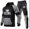 Herrspårspår King Tracksuit Set Winter Hoodies Pants 2 Piece Running Autumn Sweatshirt Sport Joggers Sweatpants Passar Male 230317
