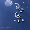 Boucles d'oreilles Modian Moon Stars Swing Zircon 925 Sterling Silver Luxury Boucles d'oreilles romantiques pour femmes Bijoux de Noël Cadeau